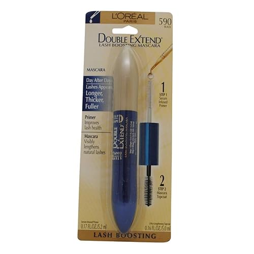 Miniatura 1 de L'Oreal Paris Double Extend - Máscara potenciadora de pestañas, color negro, 0.33 onzas líquidas