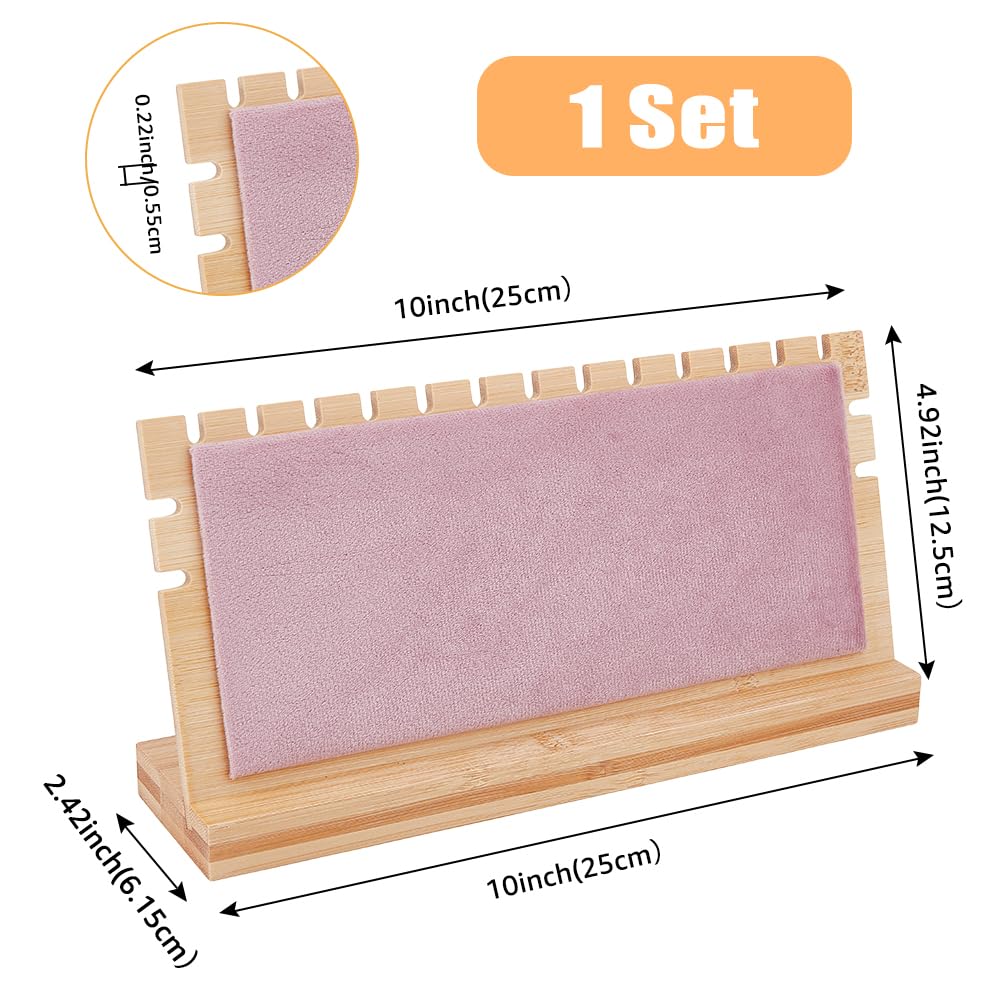 HOBBIESAY Wood Necklace Display Stands Pendant Necklace Holder Organizer Detachable Slant Necklace Stand Pink With Velvet Soft Mat Rectangle for Necklaces Pendants Bracelets Selling 25x6.15x12.5cm