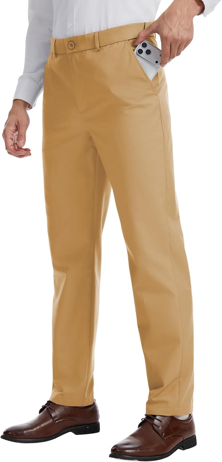 Men's Tall Classic Fit Expandable-Waist Flex Flat Front Dress Pants Formal Pants for Business & Office - Image 2