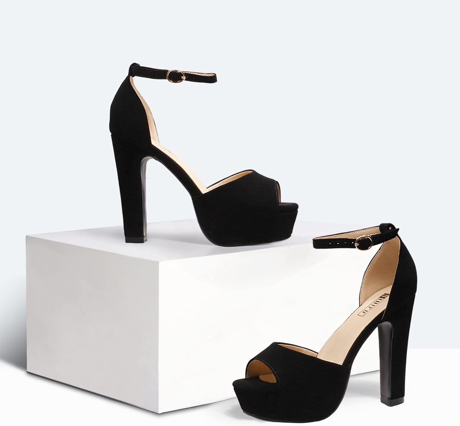 IDIFU Women's Platform Chunky High Heels Dress Sandals Peep Toe Ankle Strap Wedding Party Evening Shoes for Women Bride - Image 5