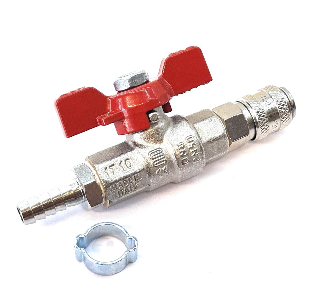 Delta-P Women's Water Fed Pole Valve Tap - Series 21, 6Mm Or 8Mm Hosetail Combinations + O Clips (8Mm Hosetails And Series 21 )