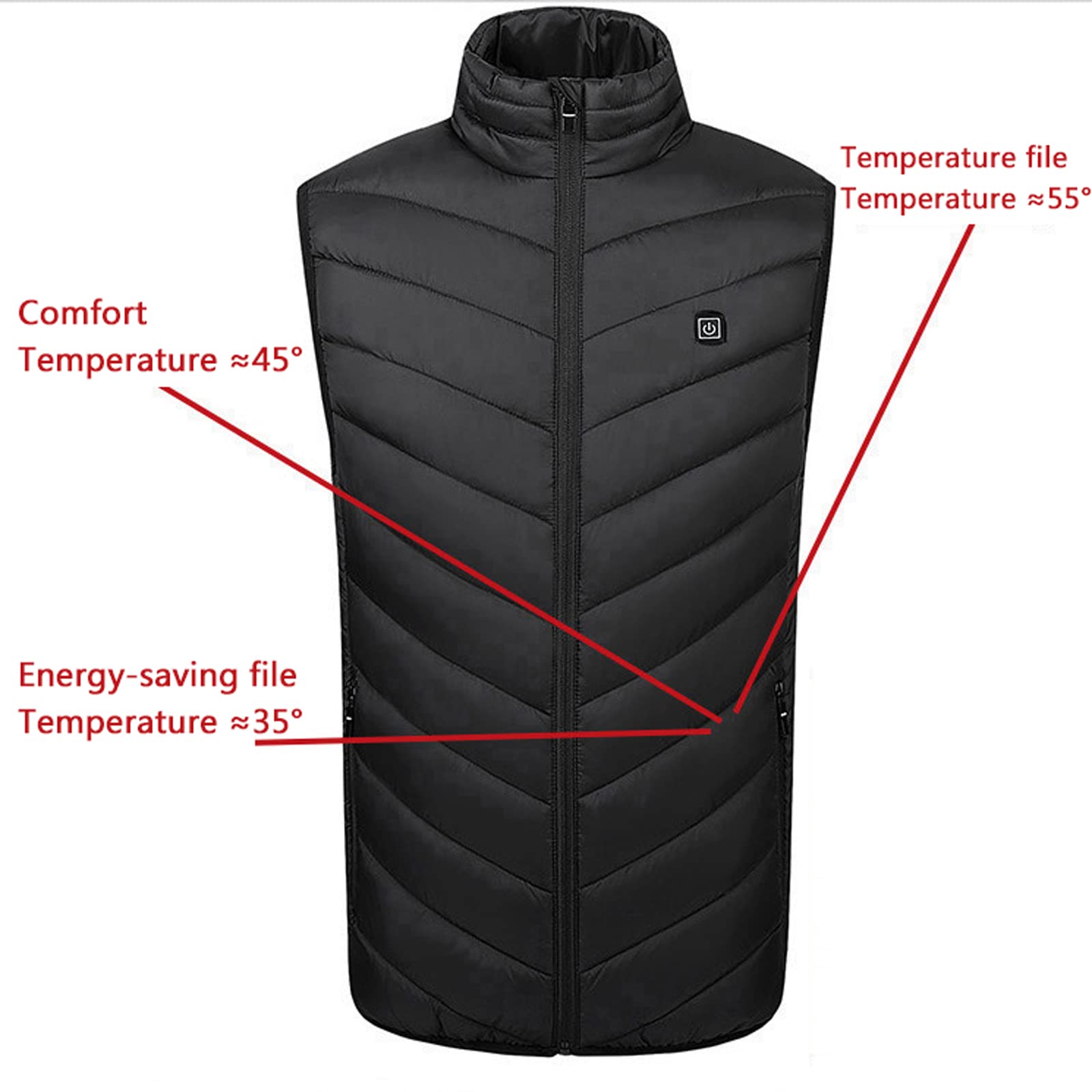 Gilet Riscaldato Elettrico USB Uomo/donna, 3 Livelli Di Temperatura (45°/35°/25°), 9 Cuscinetti In Fibra Di Carbonio, Lavabile, Per Caccia E Campeggio