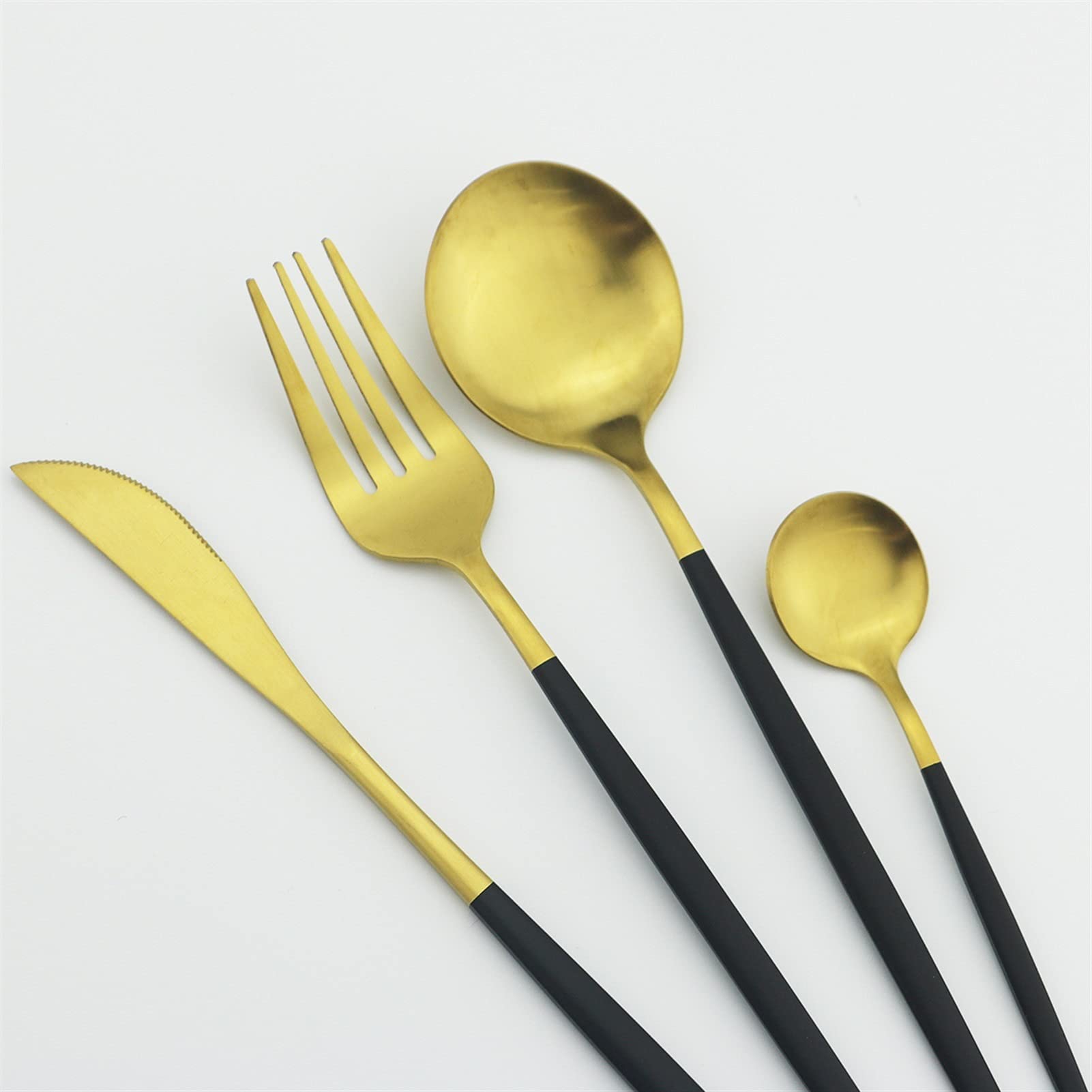 Black Gold Geschirr Besteck Set Messer Kuchengabel Kaffee Löffel Geschirr Edelstahl Besteck Eis Scoop Set essgeschirr (Color : Champagne)