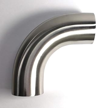 1.5" Stainless 90 Mandrel Bend Elbow - 1.5D/2.25" CLR Loose Radius - 16GA/.065" Wall - 2" Leg - SS304 - Exhaust Fabrication