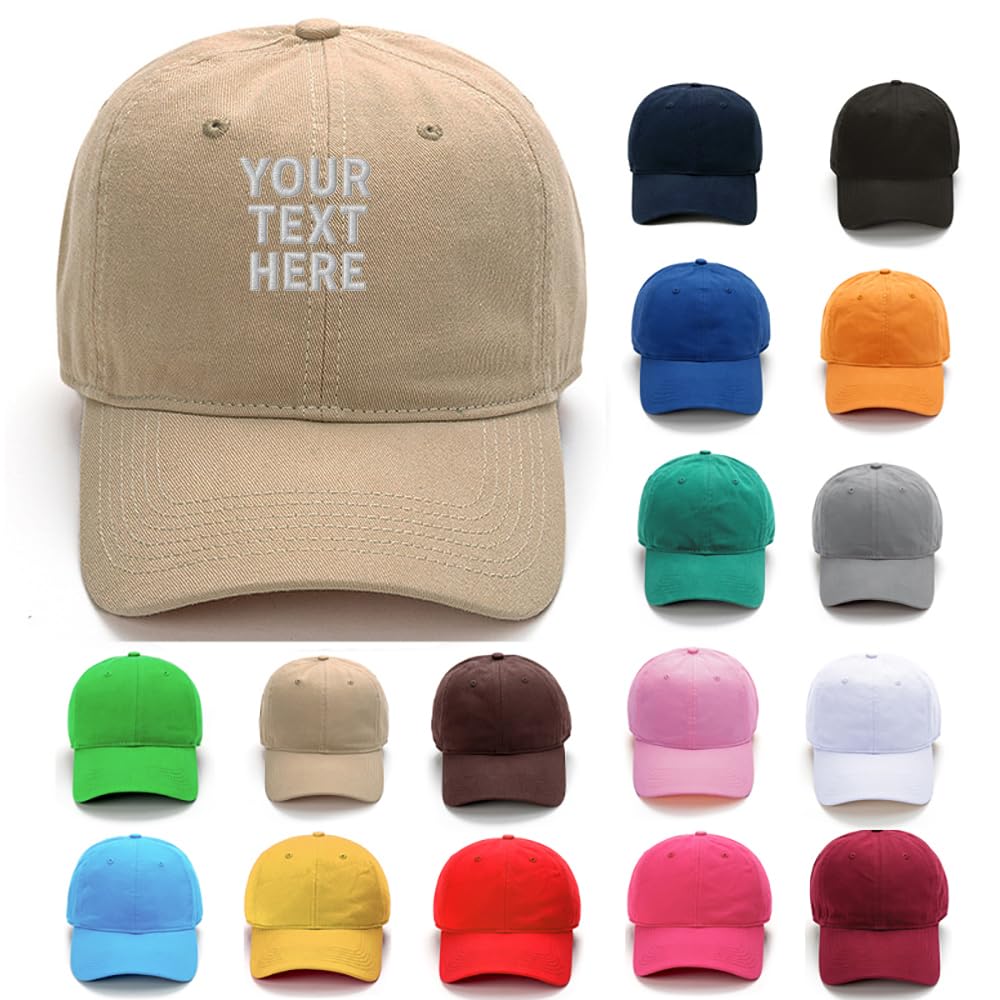 Van Der Linn Unisex Beige Personalised Embroidered Baseball Cap Hat Cotton Mens Ladies (Cotton, )