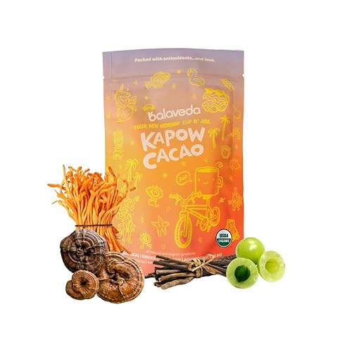 balaveda Kapow Cacao – Alternativa de café de hongos adaptogénicos 100% orgánico con Reishi, Ashwagandha y Cordyceps – Alternativa de café sin
