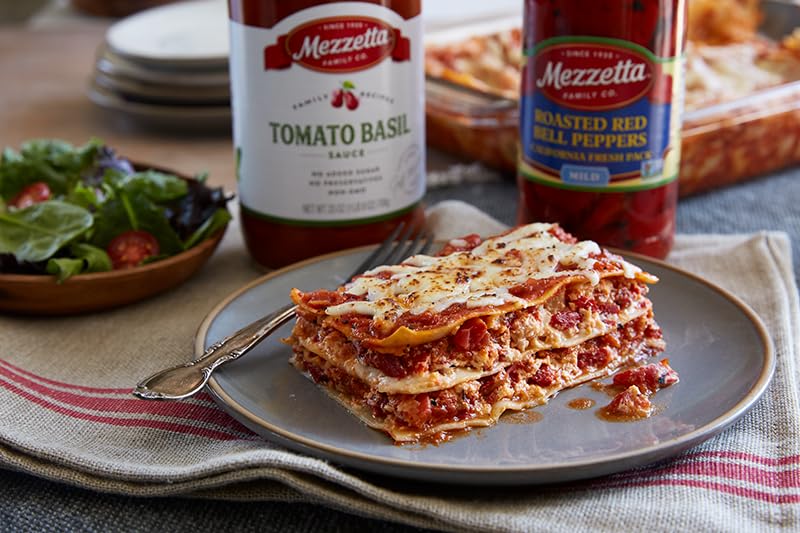 Mezzetta Family Recipes Sauce Combo (4 Pack) | Marinara 24.5 oz, Spicy Marinara 25 oz, Tomato Basil 25 oz, Roasted Garlic 25 oz