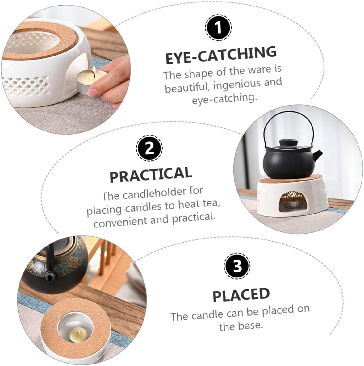 Japanese Glass Teapot Warmer Heating Base Ceramic Teapot Holder for Tea Lovers and Home Brewing