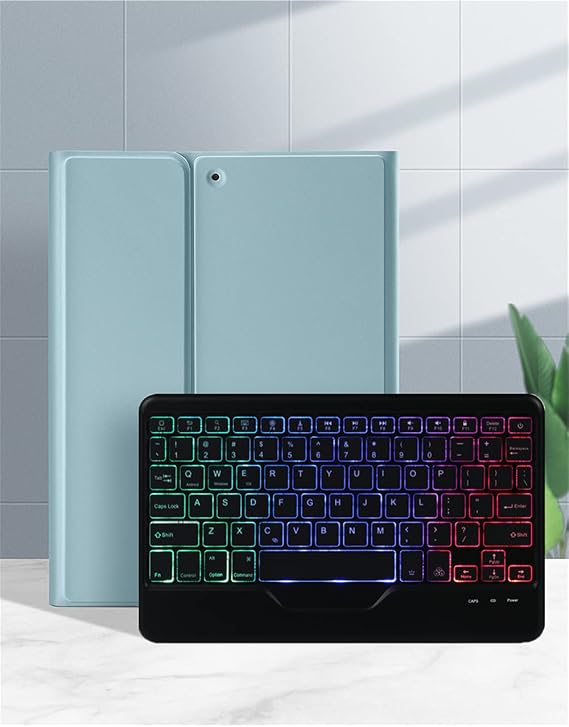 7-Color Backlit iPad Air Air2 iPad5 iPad6 iPad 9.7 inch Keyboard case Magnetic Detachable Smart Bluetooth Keyboard Cover Built-in Pencil Holder(iPad5/iPad6/Air/AIr2, Blue)