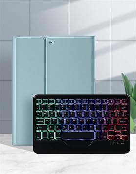 7-Color Backlit iPad Air Air2 iPad5 iPad6 iPad 9.7 inch Keyboard case Magnetic Detachable Smart Bluetooth Keyboard Cover Built-in Pencil Holder(iPad5/iPad6/Air/AIr2, Blue)