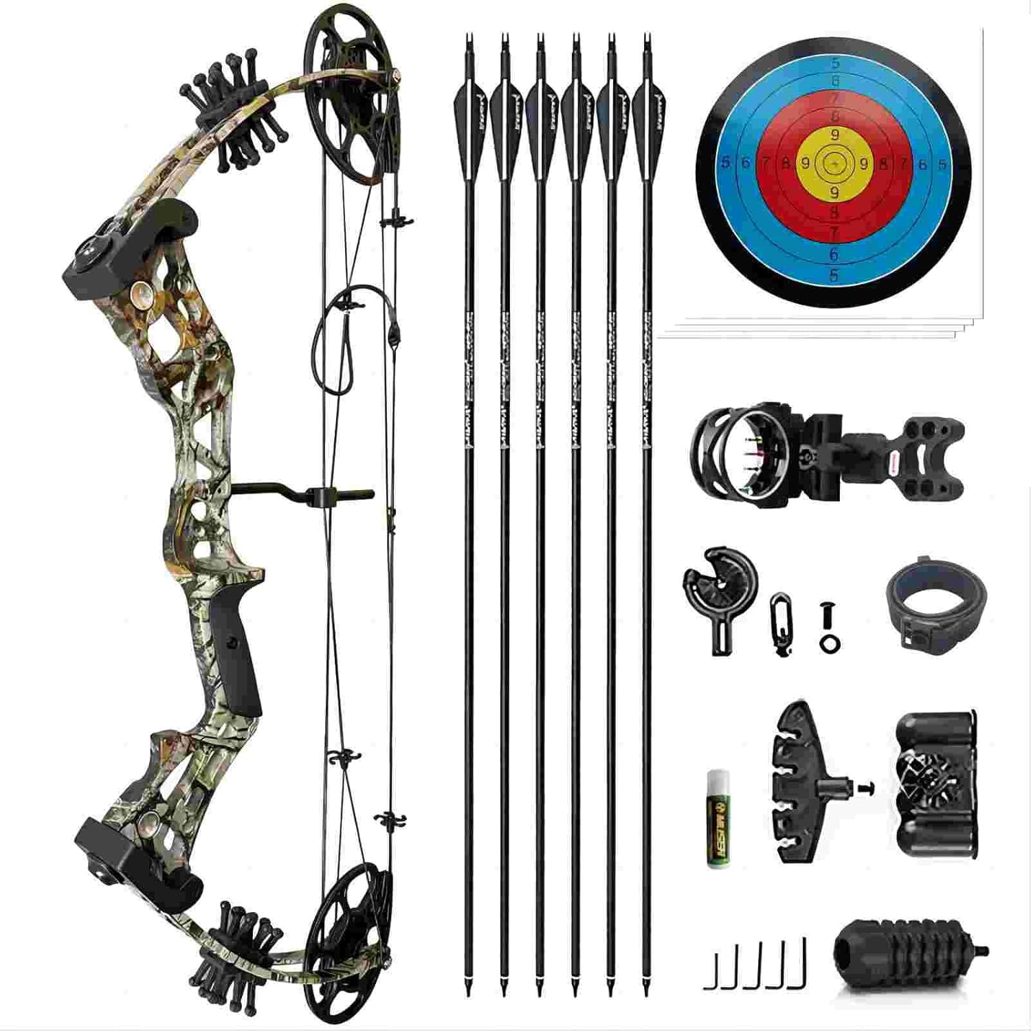 Compound Bow Set 15-45lbs for Pull Beginner and Teens Right Handed Adjustable 18"-29" Draw Length, 320 FPS Speed, Hunting Bow Archery Set New 2024