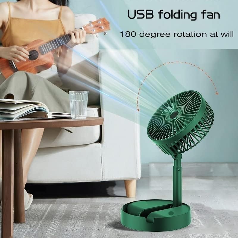 Image of Juilist Portable Mini Usb Fan High Speed, Foldable Cooling Fans For Travelling, Baby, Kids, Table, Indoor | Small Electric Makeup Fan For Face, Summer Gadgets Desk Fan with 3 Speeds, 6.5-Inch, Green