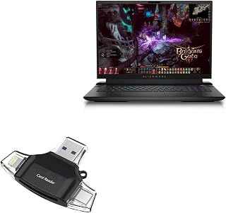 BoxWave Smart Gadget Compatible with Dell Alienware M18 - AllReader SD Card Reader, microSD Card Reader SD Compact USB - Jet Black