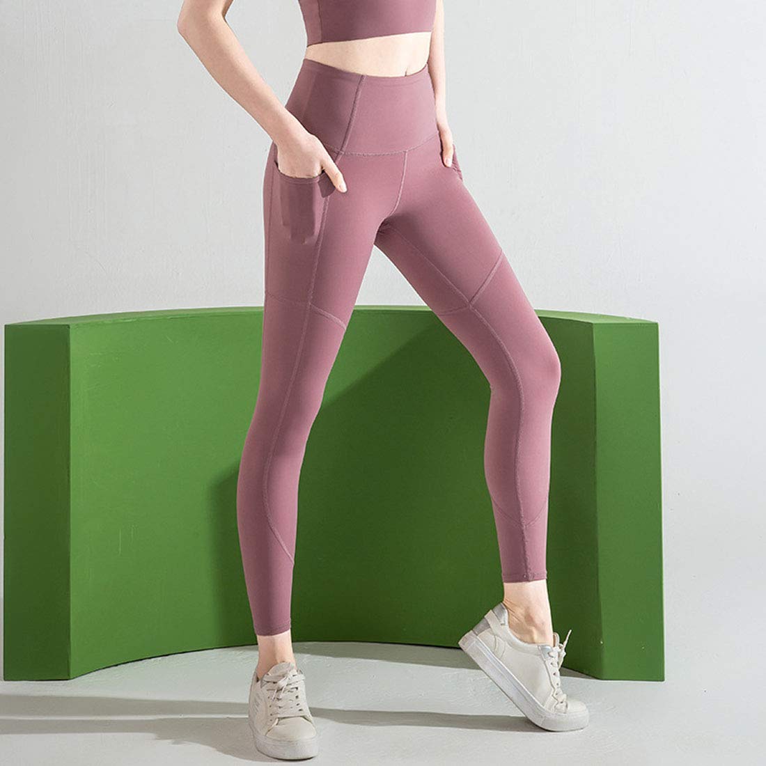 Moda Mallas Pantalones Deportivos Leggings Mujer, Leggings De Yoga para Mujeres con Bolsillos, Mallas De Compresión para Adelgazar Elegante