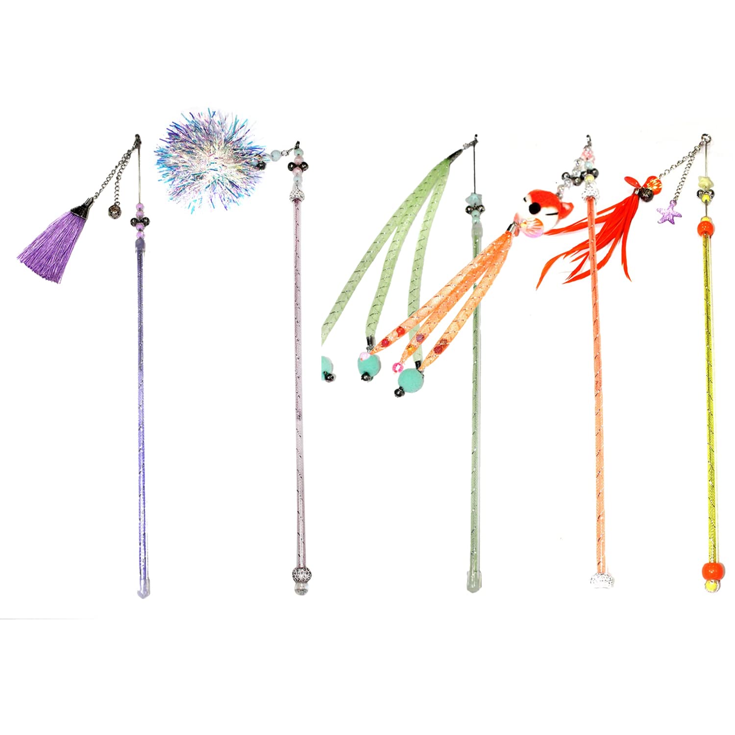 emily pets Cat Stick Cat Interactive Stick with Bells Feather Wand for Cat Teaser Catcher Exercise Playing Fun Toys(Color & Pattern May Vary, Pack of 5) (B09ZVSY3GW) Amazon Price History, Amazon Price Tracker
