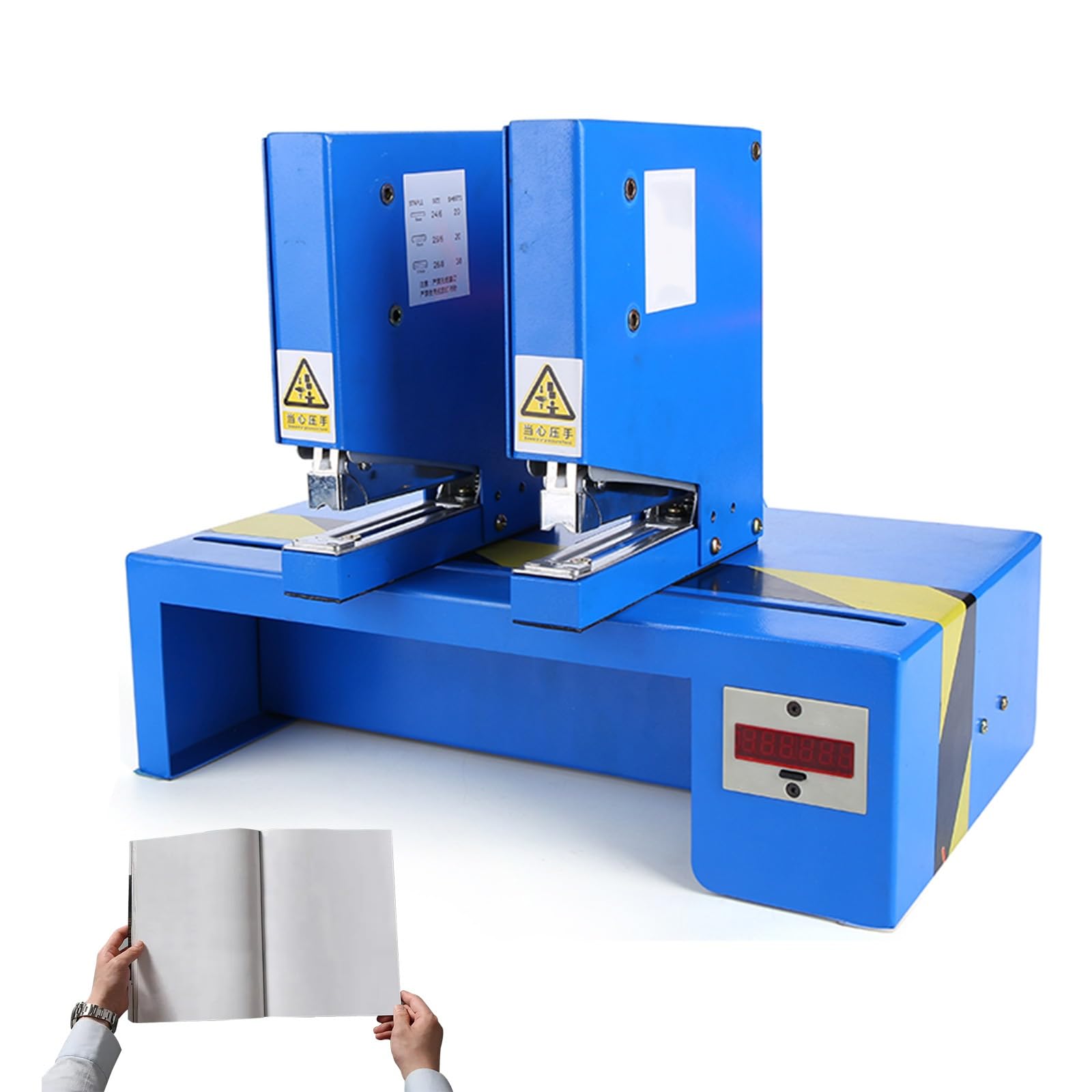 ZHJOPP Pneumatic Stapler, 40w Double-Head Automatic Binding Machine with 2.5-30cm Adjustable Spacing for Schools, Stores, and Factories