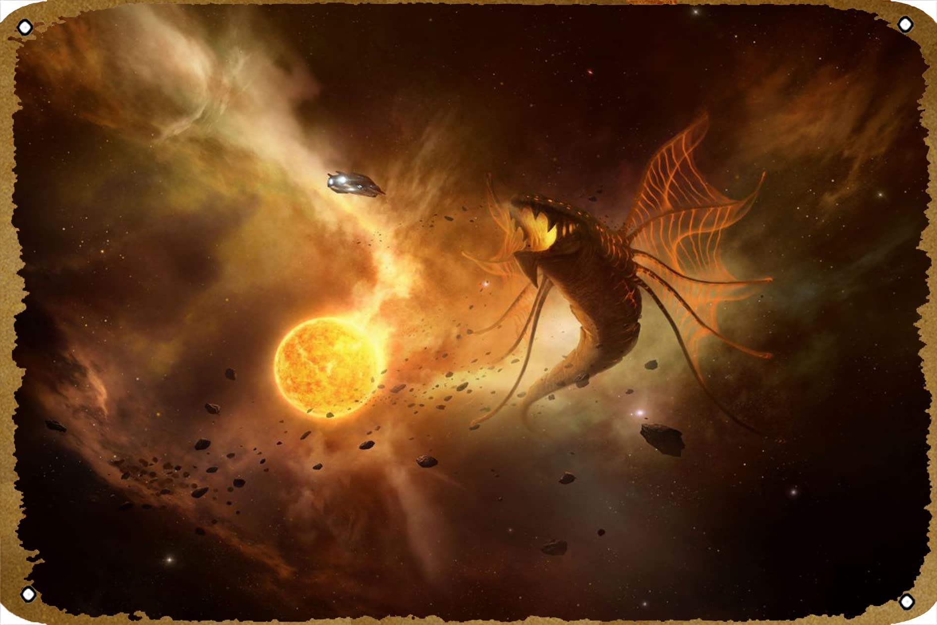 Stellaris Leviathan Poster Video Game Metal Tin Sign Gaming Cool Wall Decor Gifts for Gamers 12x8 inch