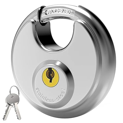 Keyed Padlock, [Unique Design] Diyife Heavy Duty Stainless Steel Discus Lock with 3/8-Inch Shackle for Sheds, Storage Unit, Garages and Fence with Key,Indoor and Outdoor Use