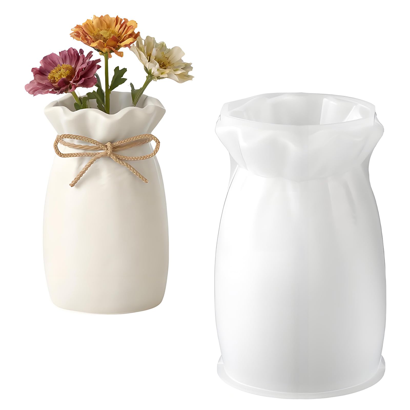 Whoasyst Gift Bag Shape Vase Silicone Molds Easy Demolding for Vase Gypsum Concrete Ornament and Epoxy Resin Simple Fashion Cast