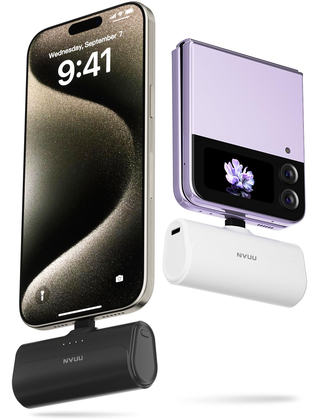 NVUU Portable Charger USB C for iPhone 15 Android 2 Packs 5000mAh Power Bank with Built in Cable, Battery Pack Charger for Phones: Samsung Galaxy S21/S20/S10/S9,Note 20/10/9,Moto,LG,Google Pixel