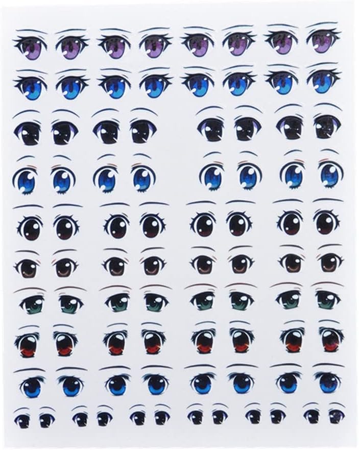 Greabuy Cartoon Eyes Sticker Water Transfer Decal Anime Figure Eye Paste Doll Accessories 4 Cavity Face Clay Mold