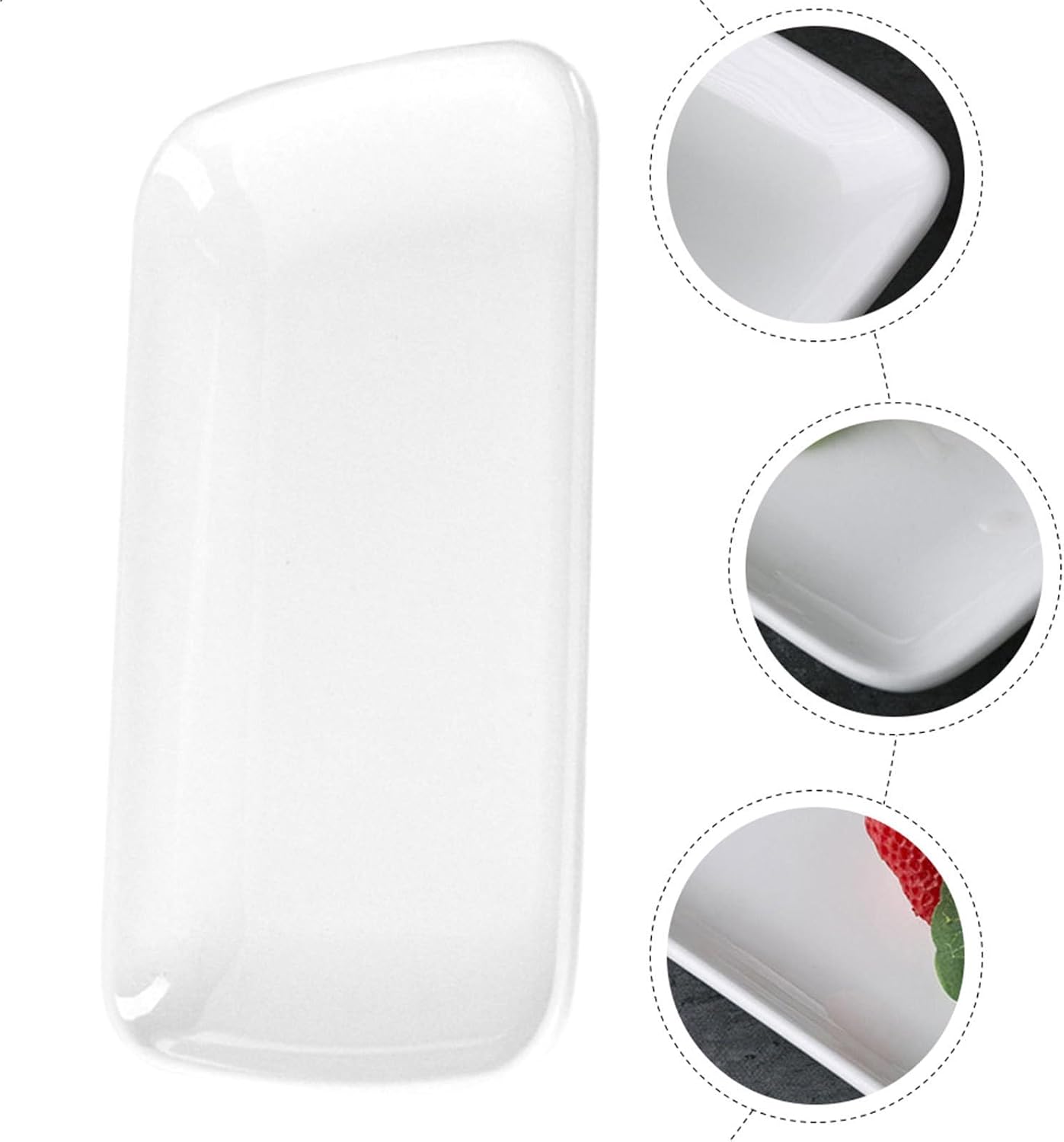 3pcs White Melamine Rectangular Snack Plates Multi-purpose Breakfast Serving Plates Easy to Clean Appetizer for Restaurant and Ktv Use