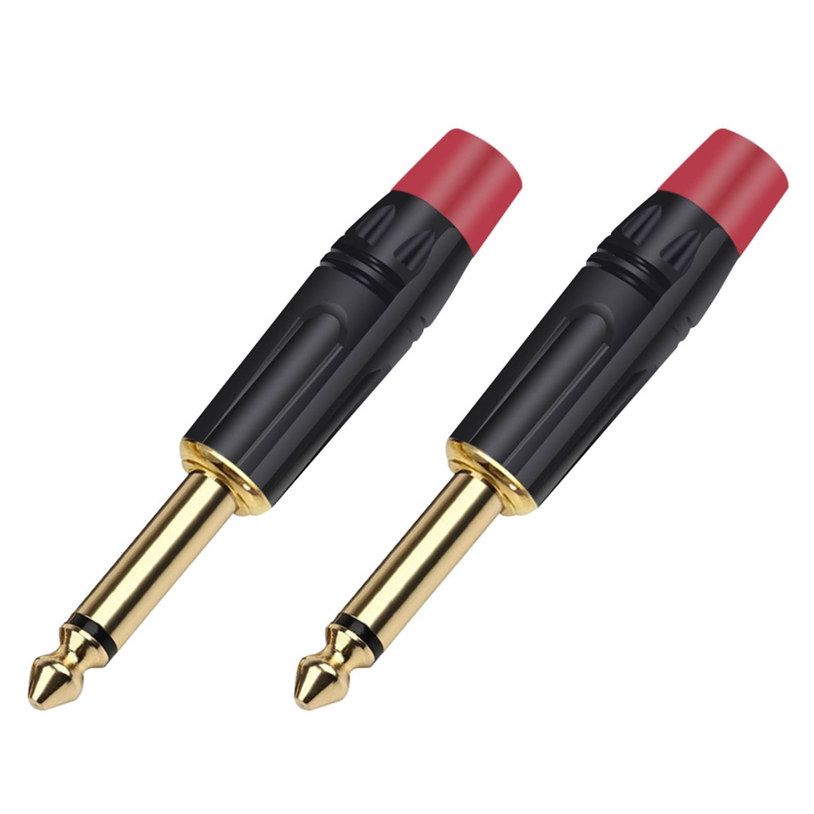 2 connettori da 6,35 mm maschio mono da 6,35 mm, connettore jack per microfono in ottone da 1/4" (rosso)