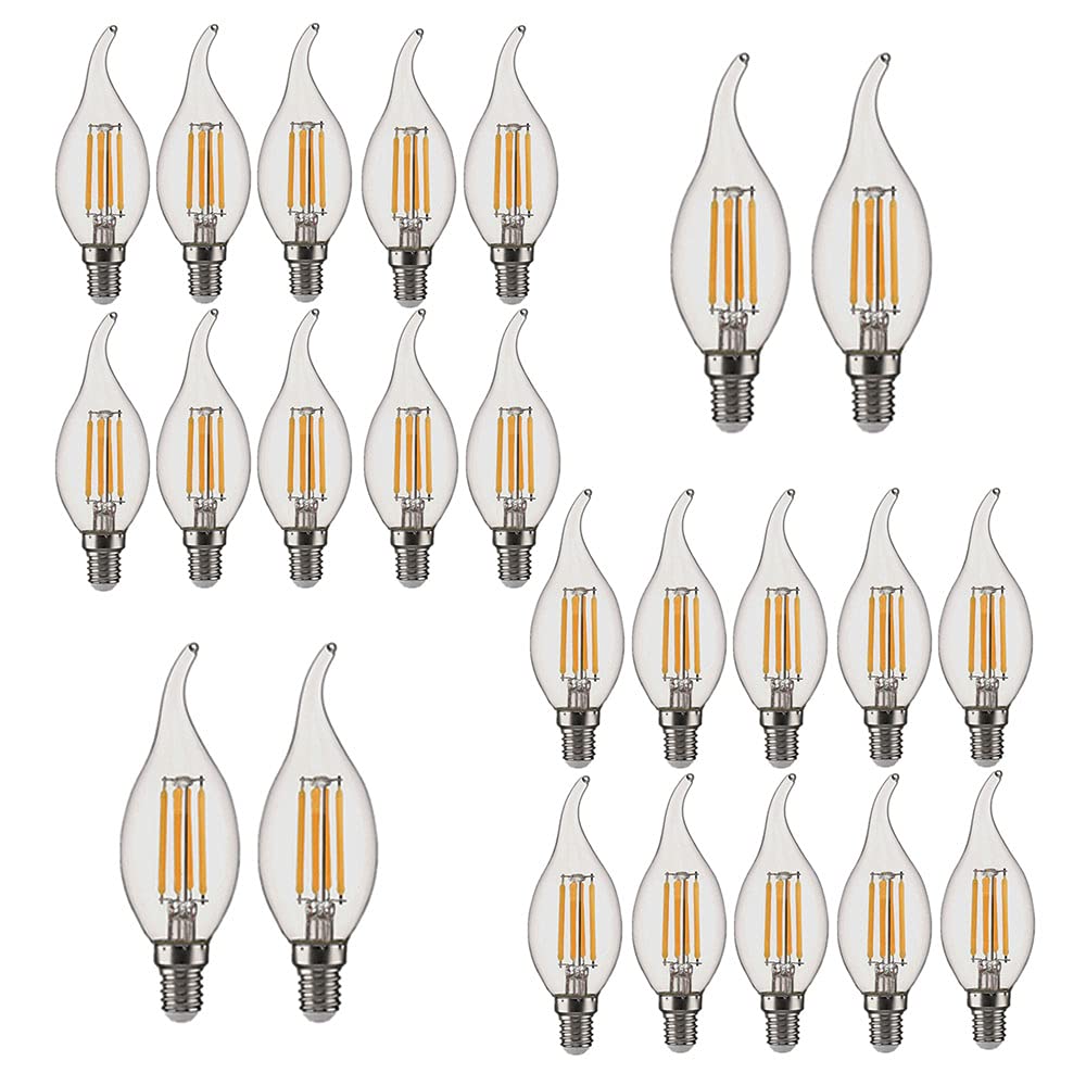 24 Confezioni Lampadine a Candela LED E14 6W(Equivalente a 60W) Lampadina a Filamento LED C35 Non Dimmerabile 600LM,Lampada a Candelabro a Risparmio Energetico Vintage Bianco Caldo 2700K