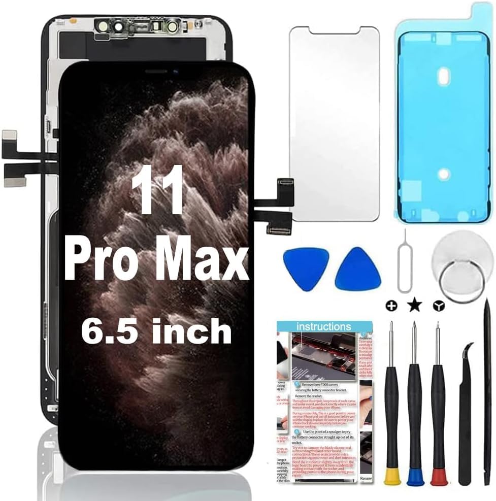 for iPhone 11 Pro Max Screen Replacement 6.5 inch Full HD 3D Touch LCD Display Digitizer Assembly with Repair Tools - Model A2161 A2220 A2218