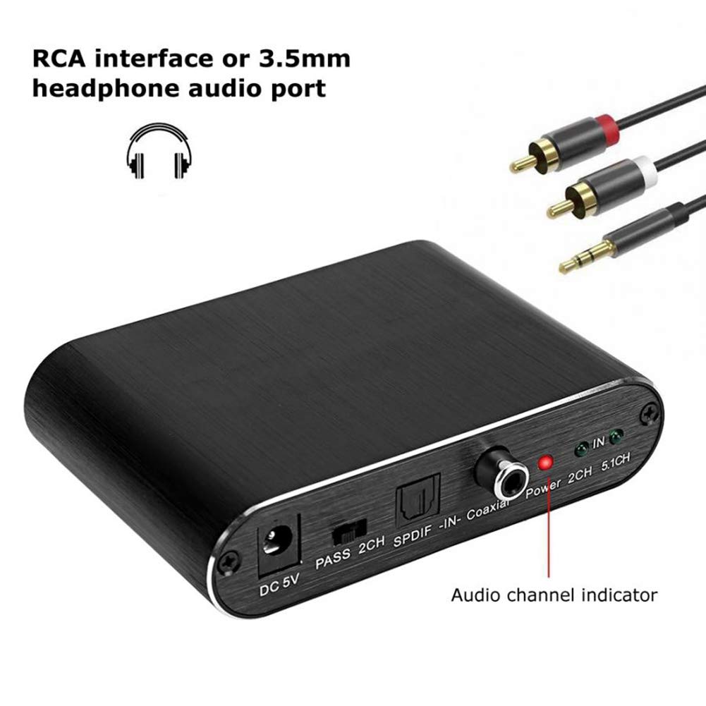 Decodificatore Audio DTS, Convertitore Coassiale Ottico Analogico-digitale a 5.1 Canali Per Interfaccia RCA O Audio HD Per Cuffie Da 3,5 Mm