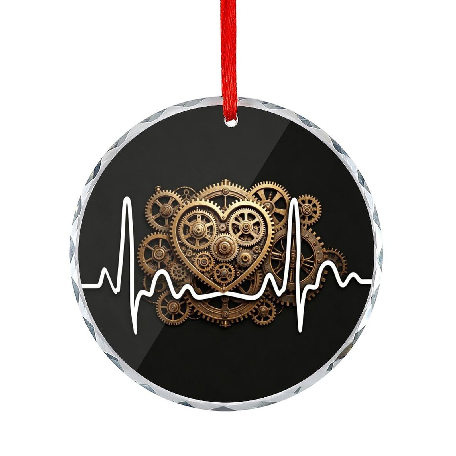 Btcowzrv Style Abstract Heartbeat Round Ornament Hanging Pendant Decor