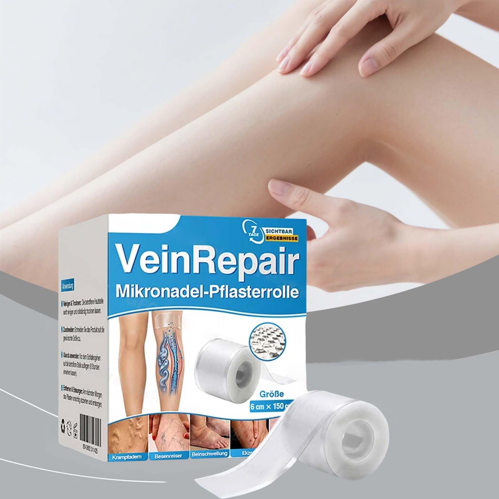 Veinrepair Mikronadel Pflasterrolle,Vein Repair Patches für müde schmerzende Beine,Vein Target Microdarts Pflegepflaster, lindert Beinschmerzen, Vein Heal Pflaster für alle Hauttypen (1 schachtel)