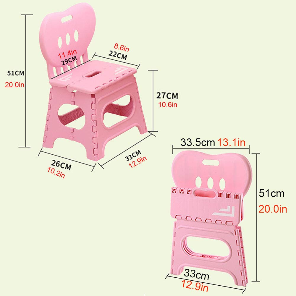 ZH Tavolo E Sedia Pieghevole da Campeggio per Bambini, Tavolo da attività in Plastica per Esterno da Giardino per 2 E 7 Anni, con Comoda Sedia Rosa, Blu,Verde