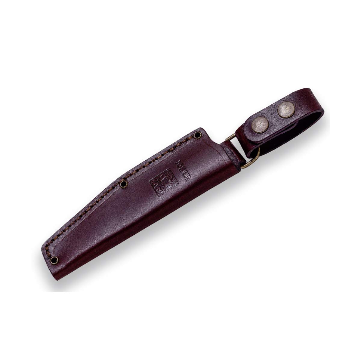 joker Coltello da caccia Bushcrafter CO120, fodero in pelle marrone, lama da 10,5 cm, mango olivo, per la pesca, la caccia, il campeggio e il trekking