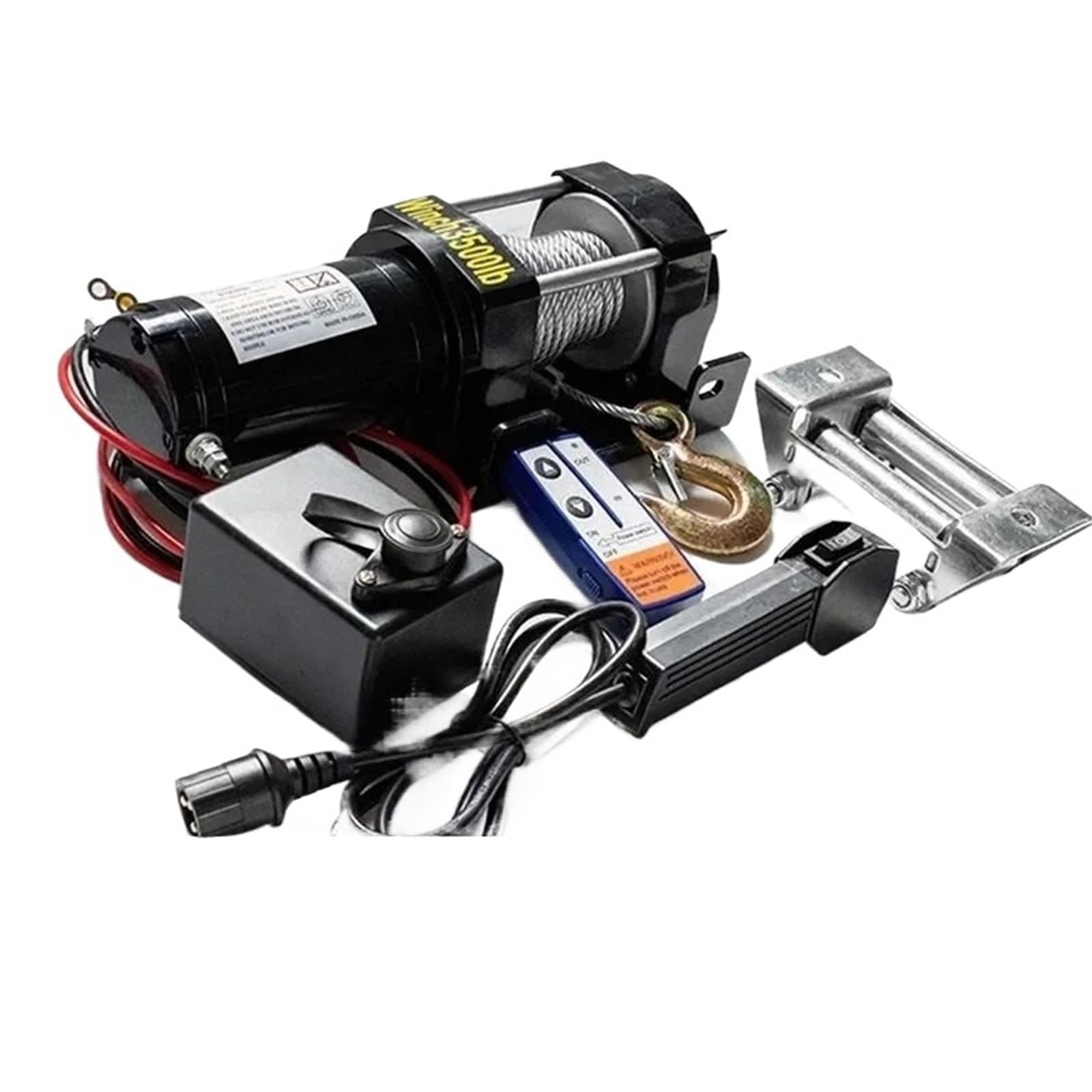 flaschenzug Kleine elektrische Winde, 12 V, Geländewagen, Selbstrettung, 24, praktische Hebevorrichtung, fahrzeugmontierte Winden, Kran Seilhebezug(3500 pounds 24v A)