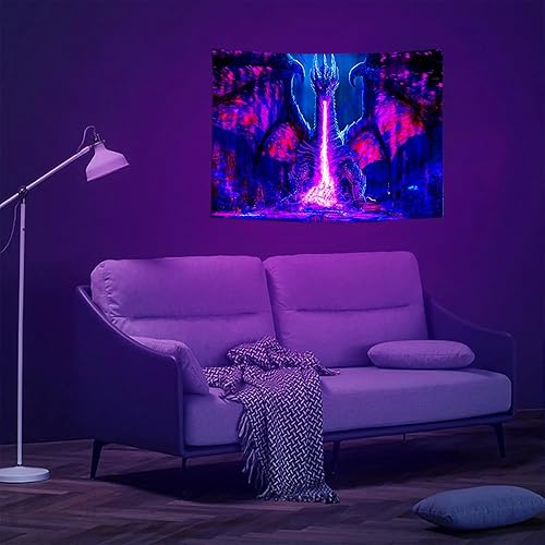 Miniatura 88 de ADDWel Tapiz de calavera de luz negra, tapiz psicodélico negro que brilla en la oscuridad, tapices reactivos a los rayos UV, carteles para colgar