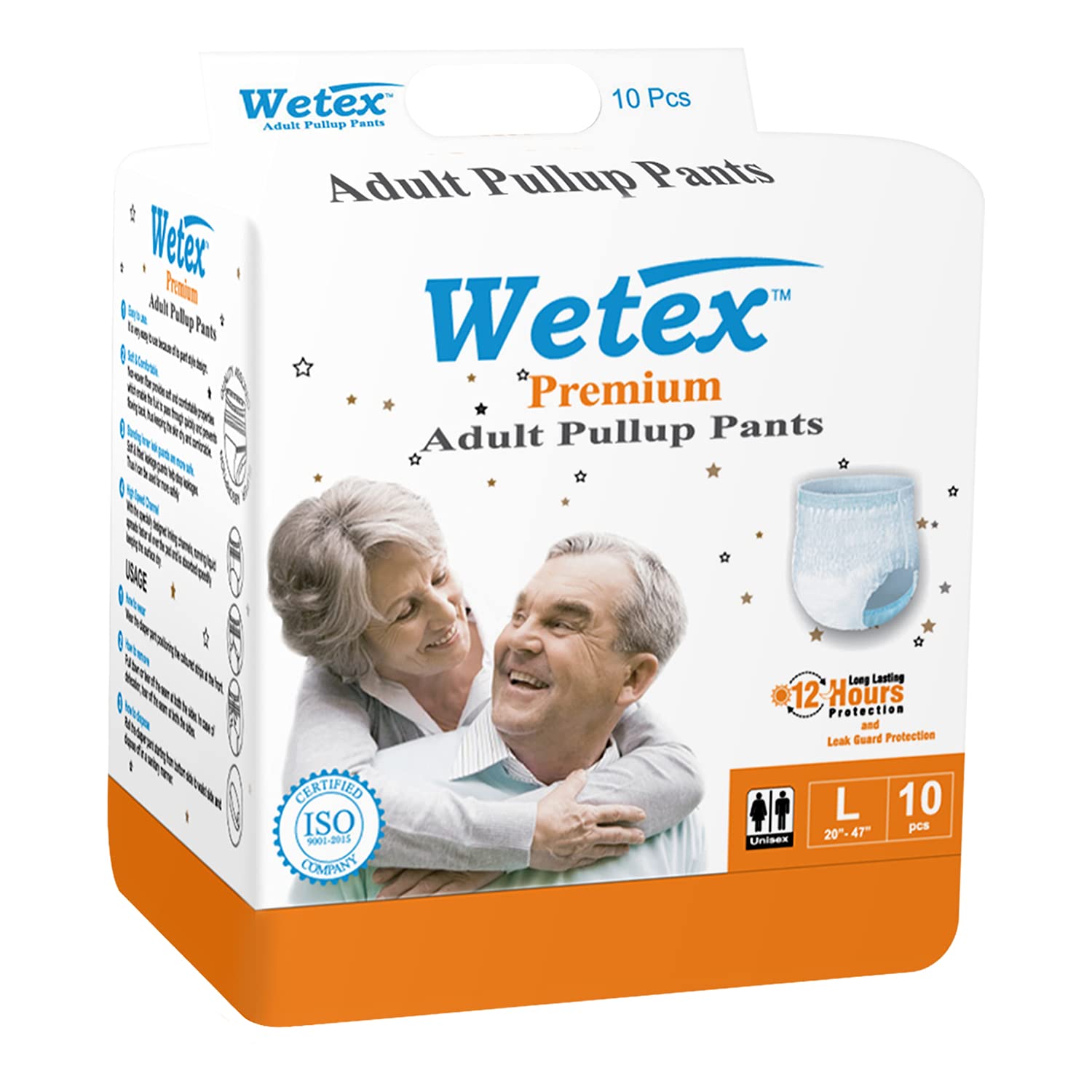 Wetex Unisex Premium Adult Pull-up Diapers Pants 10 Pcs Non-woven Fabric High Absorbent Comfortable Underwear (Large, Pack of 1)-image-48