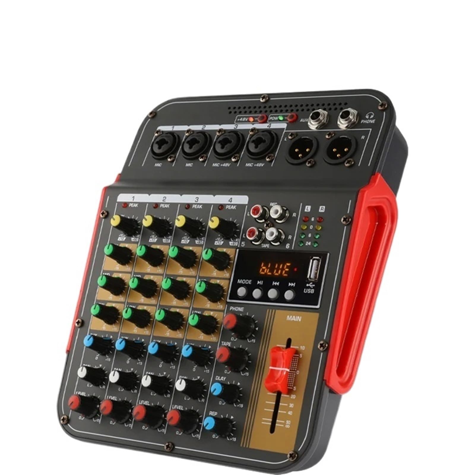 6-Channel Audio Mixer Outdoor Conference Audio USB Reverb Audio Processor Sing Live with Sound Card Sound Mixer - Mixer Board(Q)