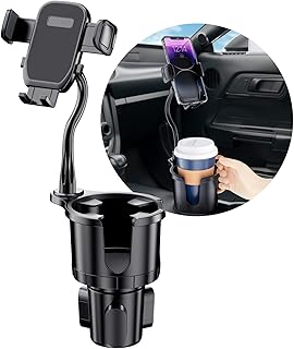 Cup Holder Phone Mount, FONKEN 2 in 1 Cup Car Phone Holder for Car [Stable & Adjustable] Goosenecks Car Cup Holder Expander with Cell Phone Holder 360° Rotation Phone Cup Holder for Car Fit All phones
