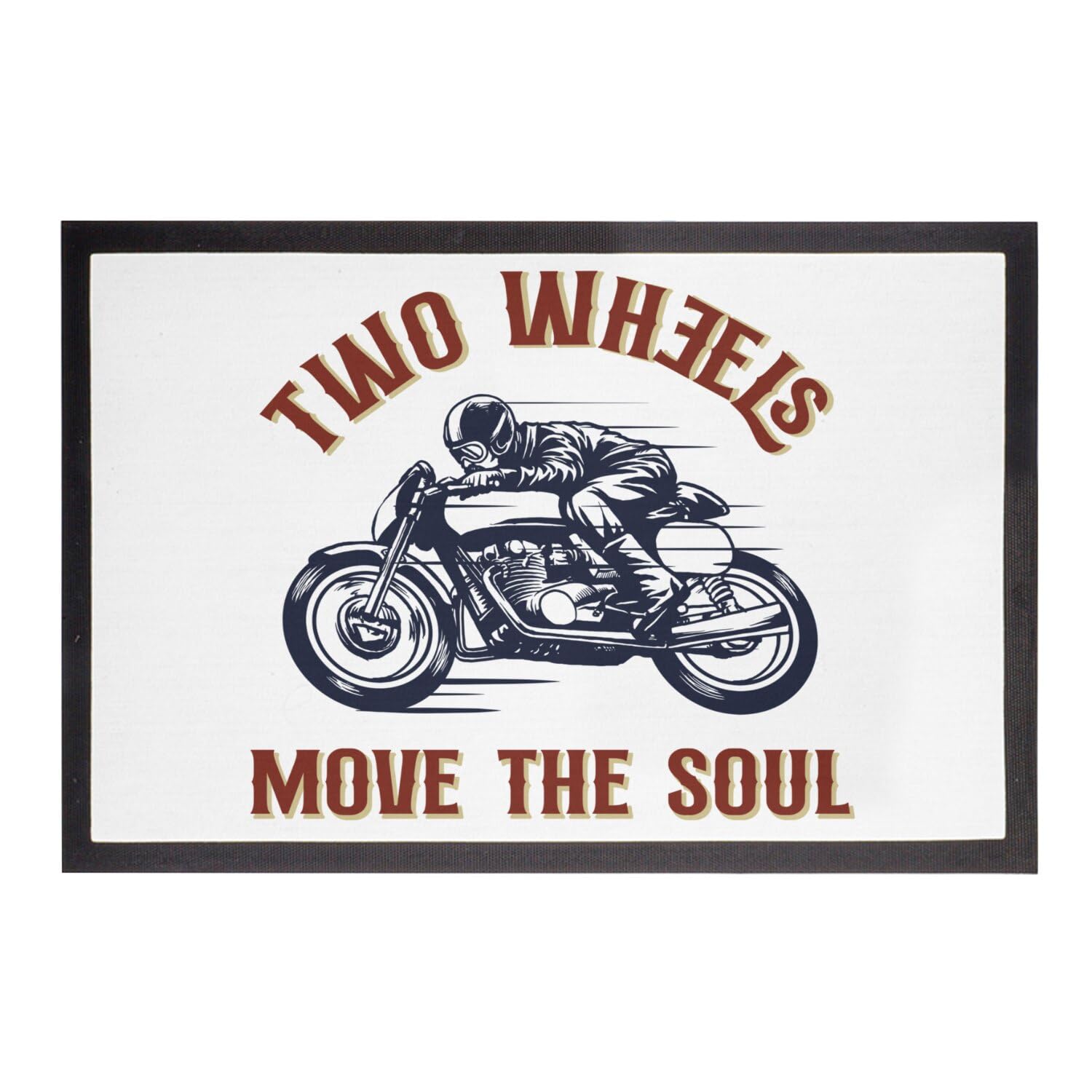 Paillasson moto Two Wheels Move The Soul blanc 75x50cm