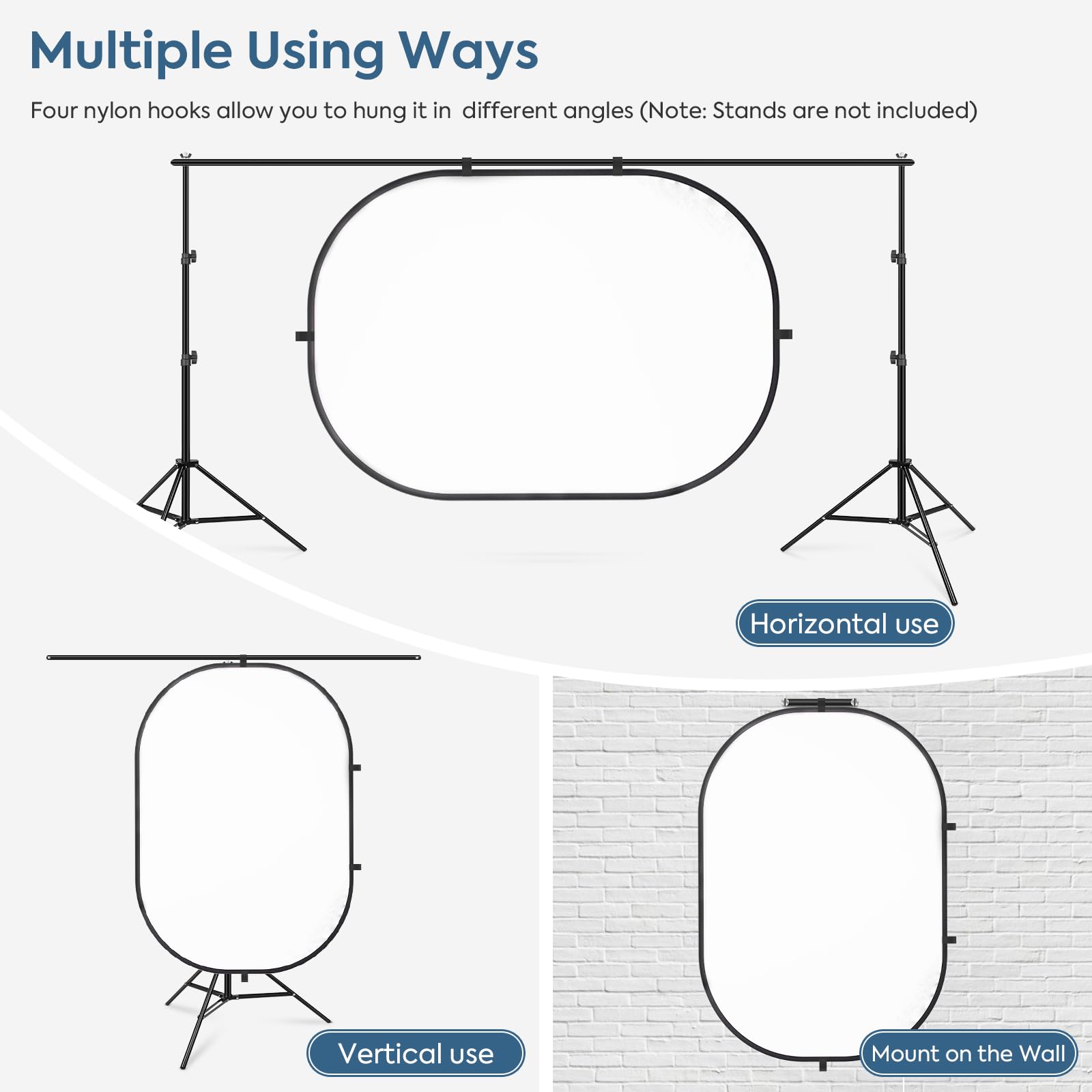 100 x 150 cm sfondo per fotografia, schermo bianco su entrambi i lati e schermo nero, sfondo pieghevole e reversibile 2 in 1 per fotografia, video di YouTube e live streaming