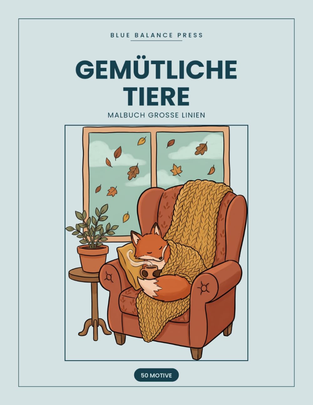 Gemütliche Tiere: Malbuch mit grossen einfachen Linien, 50 Motive zum Entspannen (Blue Balance Press)