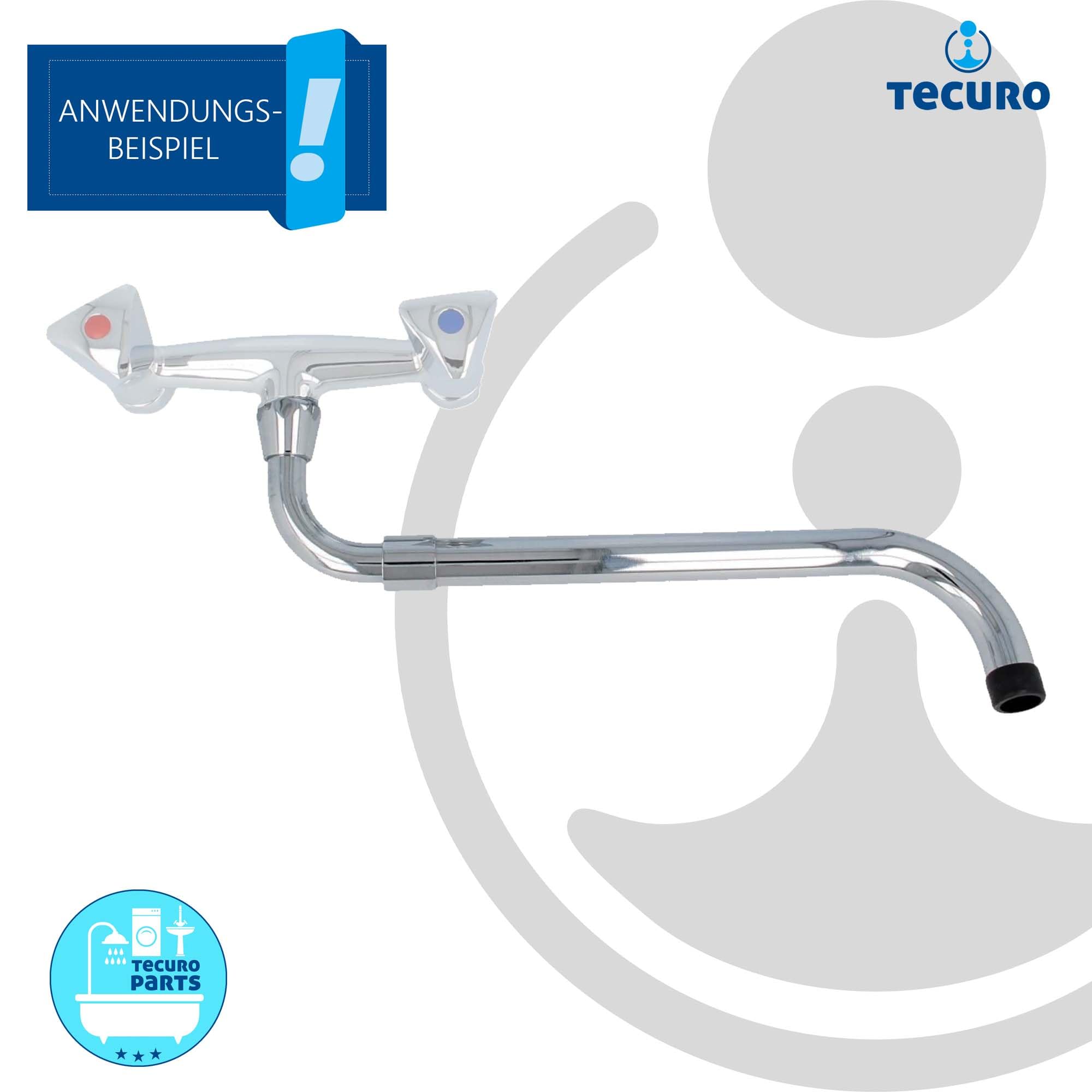tecuro S-Auslauf für Wand-Armaturen 3/4 Zoll flachdichtend, ausziehbar 200-300 mm, Messing verchromt