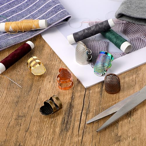 Tyqour 6 Stück Fingerhut, Einstellbare Fingerhut Nähen, Fingerschutz, Sewing Thimble Ring Fingerhut zum Nähen, Fingerhüte Für Handnähen, Handwerk Stickerei Für Haushalt Fingerlinge