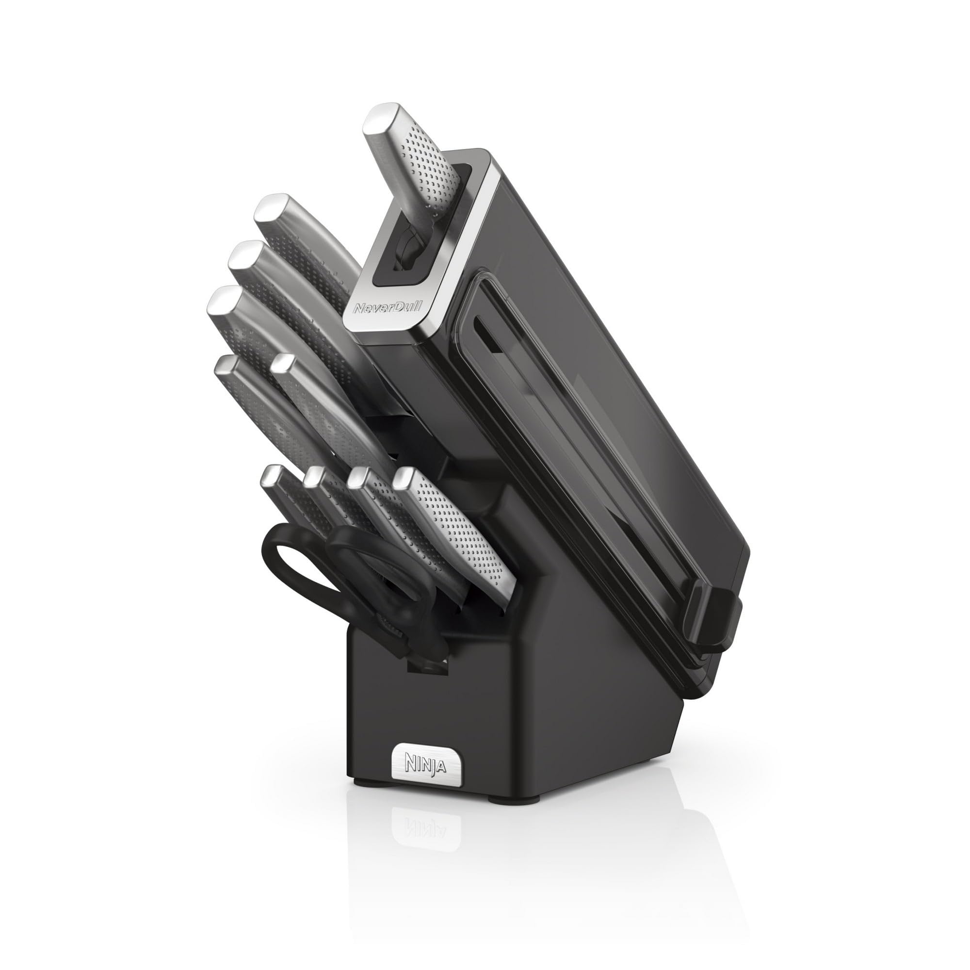 NeverDull Essential 12-Piece Stainless Steel Knife Set With Built-in Sharpener - COMFORTABLE GRIP: Lightweight Handle Is Textured And Slip Resistant