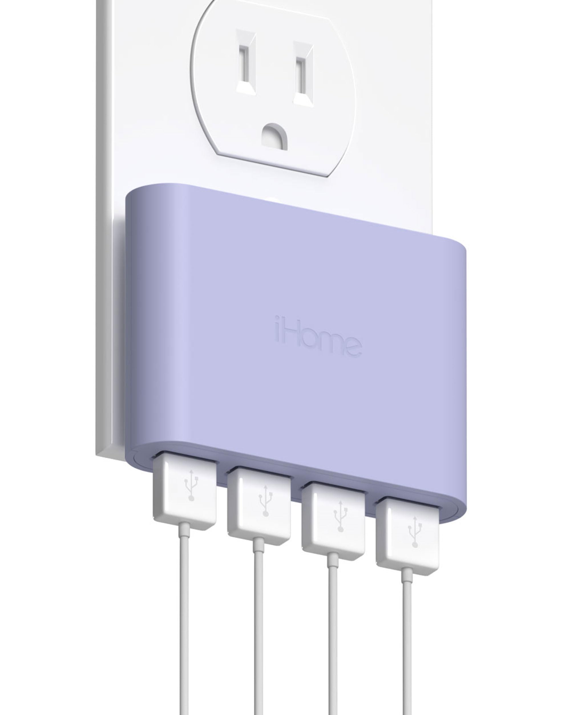 iHome Slim 4-Port USB Wall Charger, Flat Multiport Travel Plug Adapter | Foldable Prongs,…