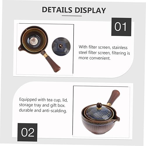 Miniatura 2 de Happyyami Tetera japonesa Kyusu tetera china con mango lateral cerámica tetera de té para té suelto oficina casa restaurante té bebedor estilo 1