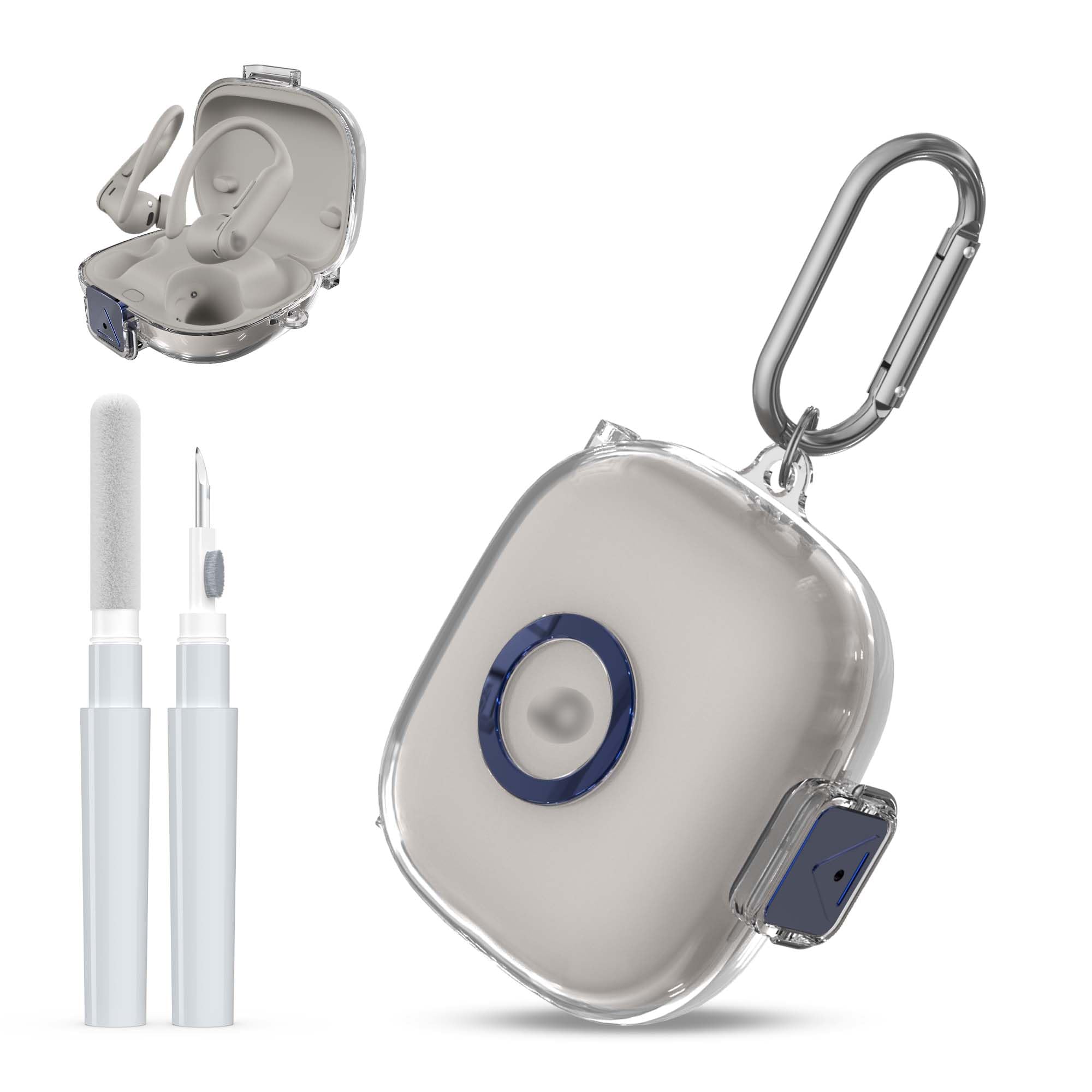 Photo 1 of [Upgrade Secure Lock] for Beats Powerbeats Pro 2 2025 Case Cover with Cleaner Kit, AGENTNANO Clear TPU Shockproof Protective Cover with Beats Powerbeats Pro 2 Charging Case with Carabiner-Clear