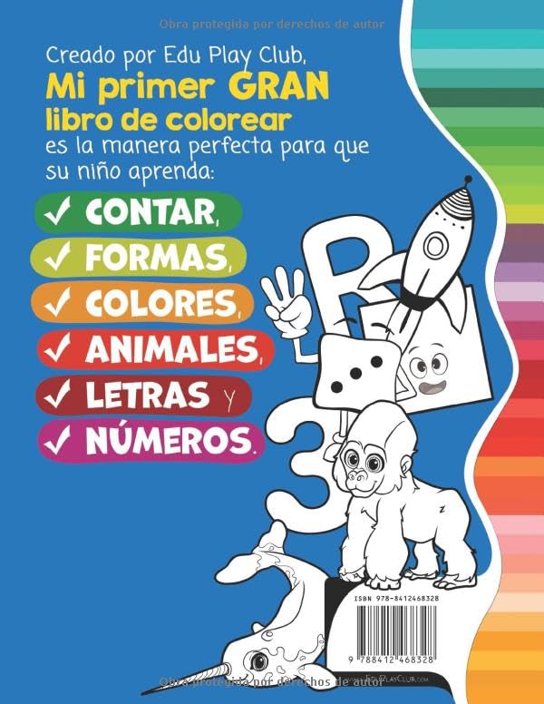 Mi primer gran libro para colorear educativo para ninos de 2 a 4 anos: Colorea y aprende animales, letras, numeros y formas (Spanish Edition) - Image 2
