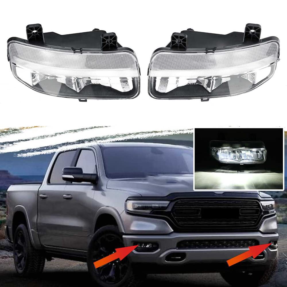Riloer 2pcs LED auto fendinebbia anteriori, sinistra destra fendinebbia sostituzione per D0DGE R-am 2500/3500 2019-2021, impermeabile 6000K ad alta luminosità sostituire kit